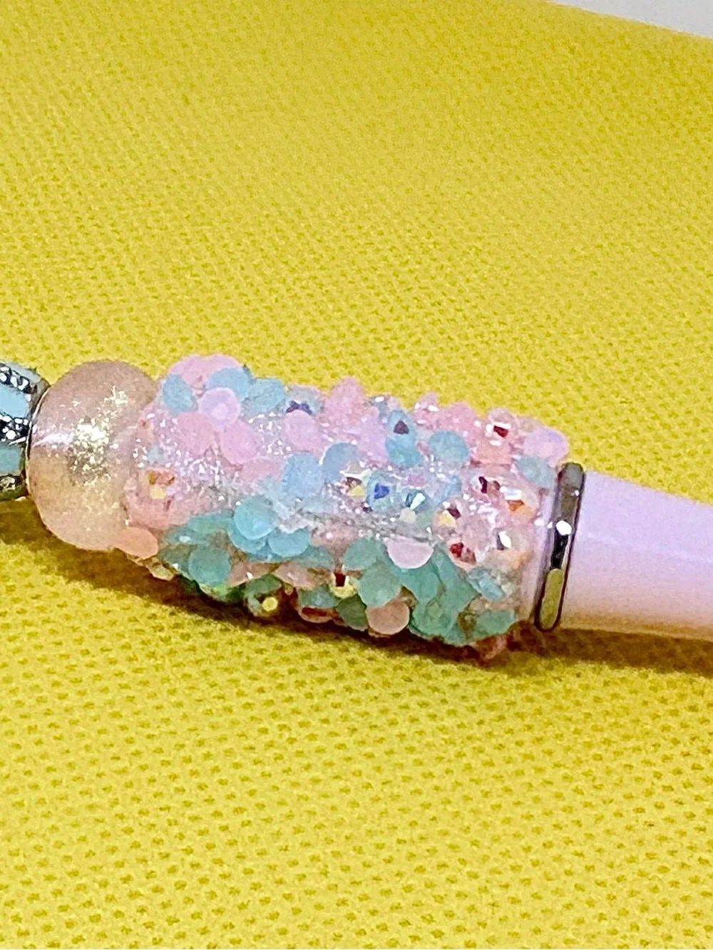 Hand Crafted Beaded Crystal Pens in Pastel Pink, Aqua, Teal, White